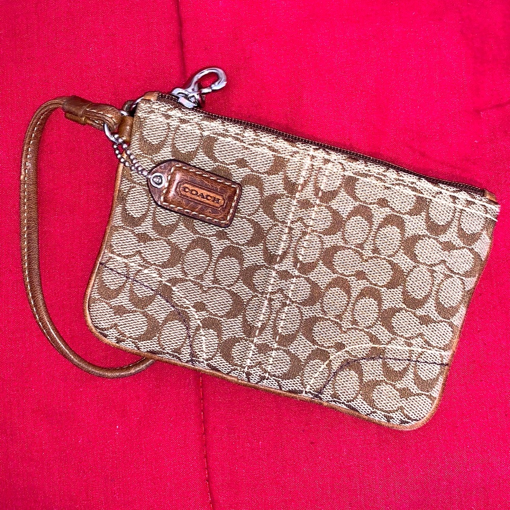 Coach Tan Wristlet with Leather Strap